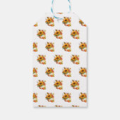 Bruidsboeket van pompoenbloemen op bruidsdouche cadeaulabel (Achterkant)