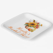 Bruidsboeket van pompoenbloemen op bruiloft feest papieren bordje (Gebogen)