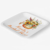 Bruidsboeket van pompoenbloemen op bruiloft papieren bordje (Gebogen)