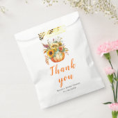 Bruidsboeket van pompoenbloemen op bruiloftsfeest bedankzakje (Gezegeld)