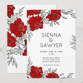 Bruidsboeket van rode rozen kaart (Voorkant / Achterkant)