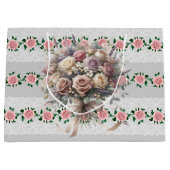 Bruidsboeket van roze rozen groot cadeauzakje (Voorkant)