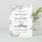 Bruidsboeket van Rozen Rustieke Calligrafie Bruilo Kaart (Staand voorkant)