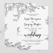 Bruidsboeket van Rozen Rustieke Calligrafie Bruilo Kaart (Voorkant / Achterkant)