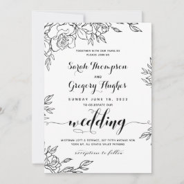 Bruidsboeket van rozen - Rustieke kalligrafie brui Kaart