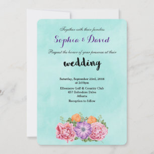 Bruidsboeket van watercolorbloemen luxe trouwuitno kaart