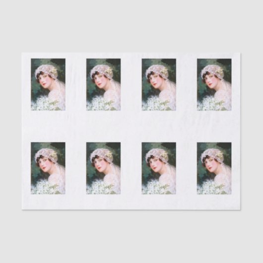 Bruidsboeket van witte kant en bloemen in vintage  tissuepapier (Voorkant)