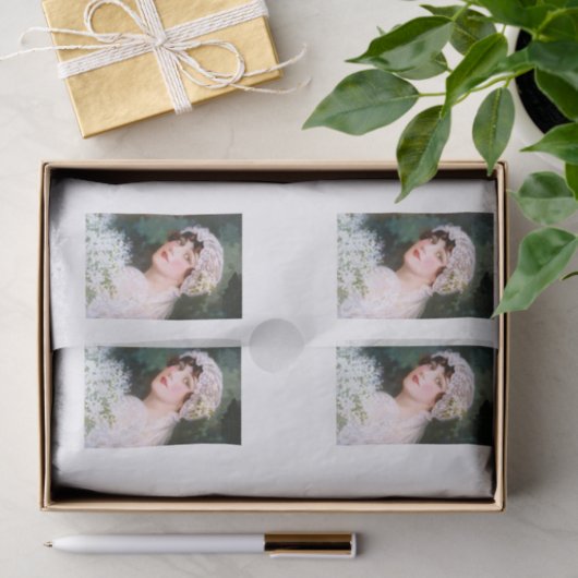 Bruidsboeket van witte kant met bloemen tissuepapier (Geschenk)