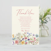 Bruidsboeket Wilde Bloemen Bloemstuk Bruiloft Bedankkaart (Staand voorkant)