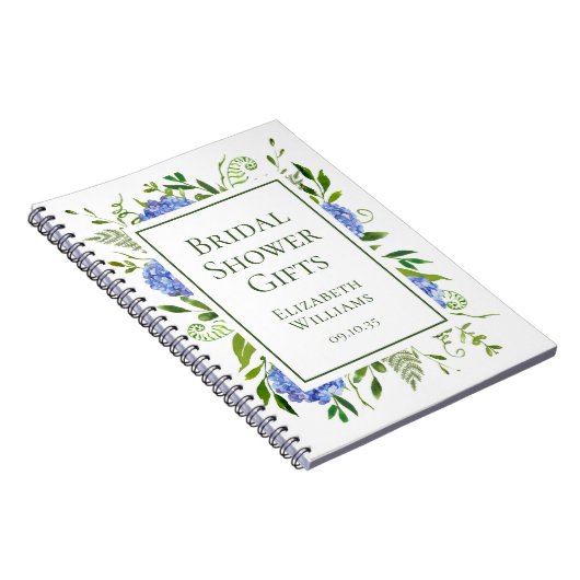 Bruidsboeketten met blauwe hortensia's cadeau notitieboek (Rechterzijde)