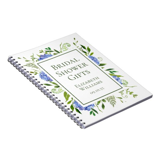 Bruidsboeketten met blauwe hortensia's cadeaus notitieboek (Rechterzijde)
