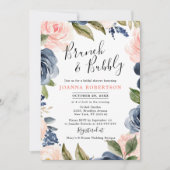 Bruidsboho feest in Navy Blauwe Roze Roos Kaart (Voorkant)