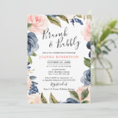 Bruidsboho feest in Navy Blauwe Roze Roos Kaart (Staand voorkant)