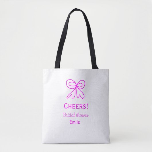 Bruidsboog met naam in roze en paars tote bag (Voorkant)