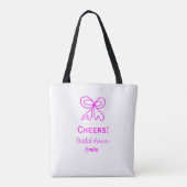 Bruidsboog met naam in roze en paars tote bag (Achterkant)