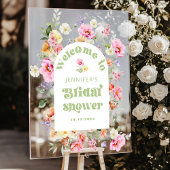 Bruidsboog met wilde bloemen Bruiloft W welcome Acryl Bord