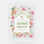 Bruidsboog met wilde bloemen Bruiloft W welcome Acryl Bord (Voorkant)