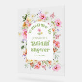 Bruidsboog met wilde bloemen Bruiloft W welcome Acryl Bord (Hoek)