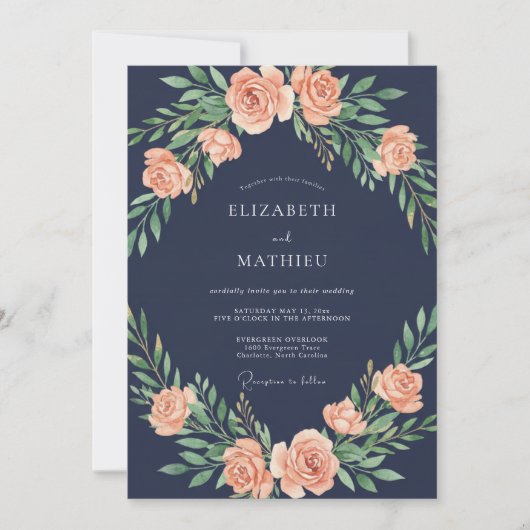 Bruidsboog Navy Roze Kaart (Voorkant)