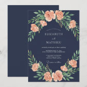Bruidsboog Navy Roze Kaart (Voorkant / Achterkant)