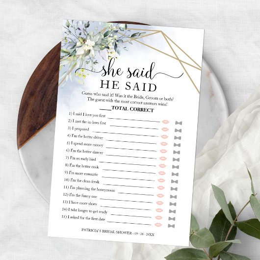 Bruidsboogfeest Flyer 'Hij zei, zij zei' spel