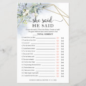 Bruidsboogfeest Flyer 'Hij zei, zij zei' spel (Voorkant)