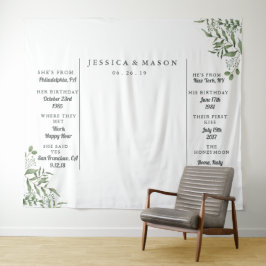 Bruidsbooth achtergrond met sappige Eucalyptus bla Wandkleed