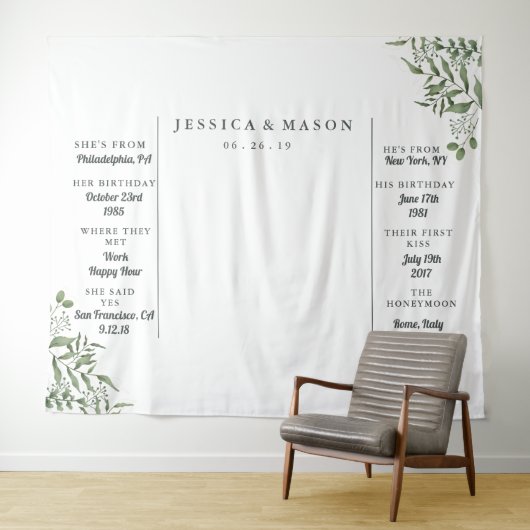 Bruidsbooth achtergrond met sappige Eucalyptus bla Wandkleed (In Situ (horizontaal))