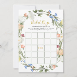 Bruidsborrel Bingo Game met Wilde Bloemen Feestdagenkaart