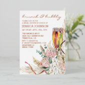 Bruidsborrel Bruiloft Champagne Boho Bruidsshower Folie Uitnodiging (Staand Voorkant)