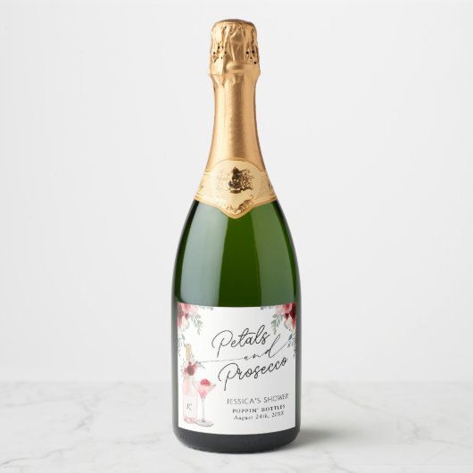 Bruidsborrel met Rozen & Prosecco Bruisende Wijn L Sparkling Wijnetiket (Voorkant)
