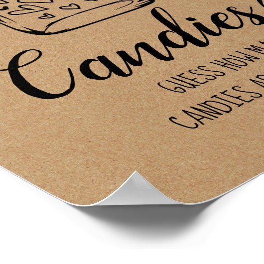 Bruidsborrel spel Hoeveel Candies Bord Poster (Hoek)