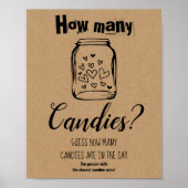 Bruidsborrel spel Hoeveel Candies Bord Poster (Voorkant)