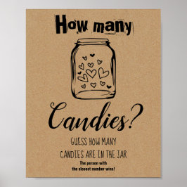 Bruidsborrel spel Hoeveel Candies Bord Poster