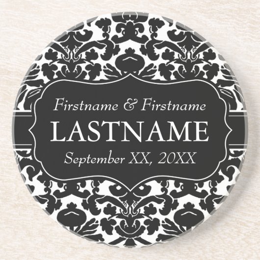 Bruidsbruidegom -  Damask Pattern Zandsteen Onderzetter (Voorkant)