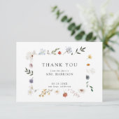 Bruidsbruiloft Dankkaart Wilde Bloemen Bedankkaart (Staand voorkant)
