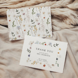 Bruidsbruiloft Dankkaart Wilde Bloemen Bedankkaart