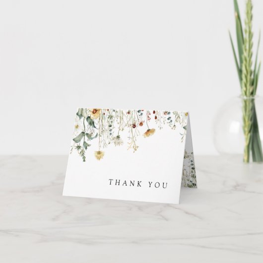 Bruidsbruiloft met wilde bloemen bedankkaart (Voorkant)