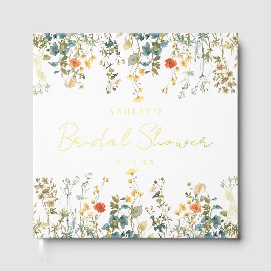 Bruidsbruiloft met wilde bloemen gastenboek (Voorkant)