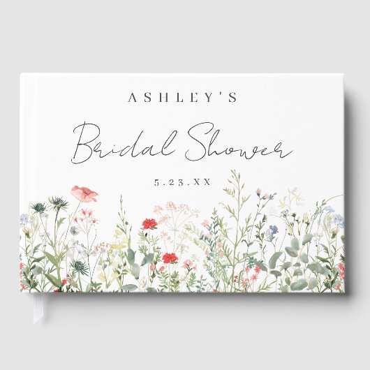 Bruidsbruiloft met wilde bloemen gastenboek (Voorkant)