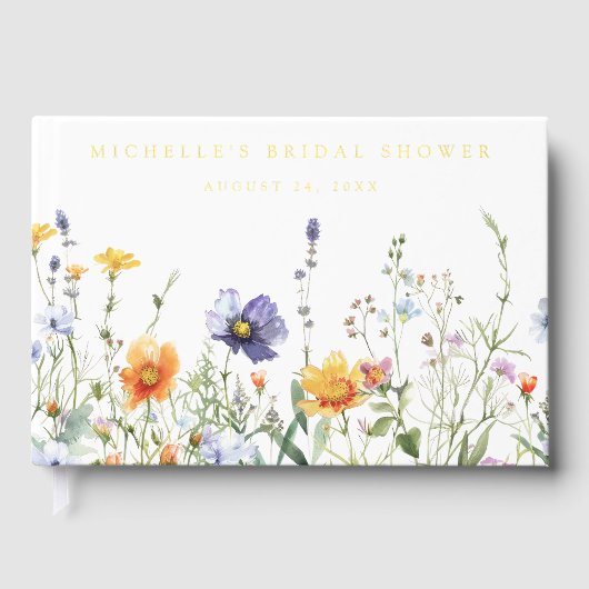 Bruidsbruiloft met wilde bloemen gastenboek (Voorkant)