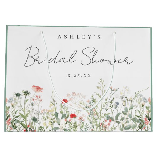 Bruidsbruiloft met wilde bloemen groot cadeauzakje (Achterkant)