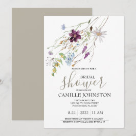 Bruidsbruiloft met wilde bloemen uitnodiging