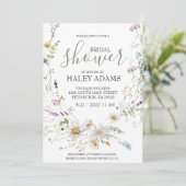 Bruidsbruiloft met wilde bloemen uitnodiging (Staand voorkant)