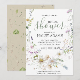 Bruidsbruiloft met wilde bloemen uitnodiging