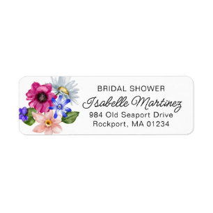 Bruidsbruiloft returnadres Wildflower Etiket