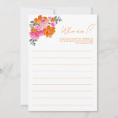 Bruidsbruiloft 'Wie ben ik' spelkaart met levendig Kaart (Voorkant)