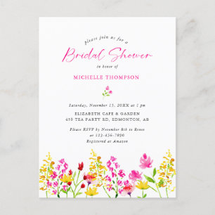 Bruidsbruiloft Wildflower Boho Elegante Bloemenuit Briefkaart