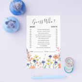 Bruidsbruiloft wildflower Raad Wie Game Flyer (Enkel)