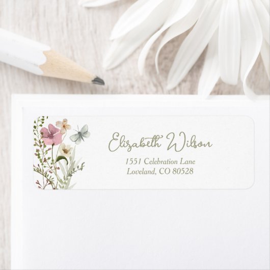 Bruidsbruiloft Wildflower Retouradres Etiket (Insitu)